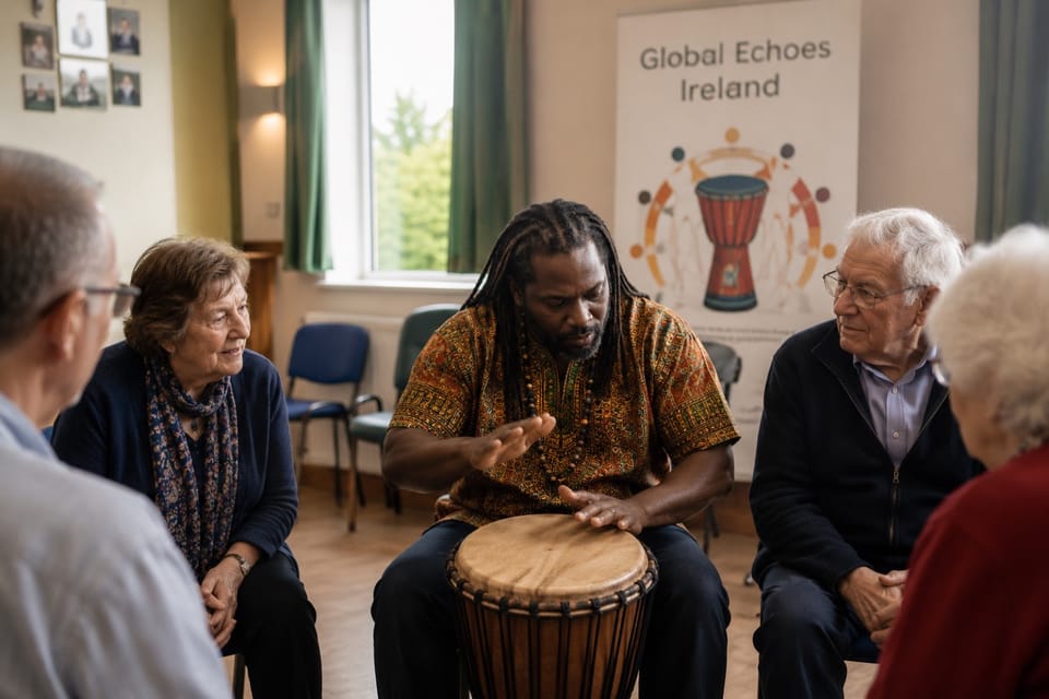 Facilitated drumming circle with older participants